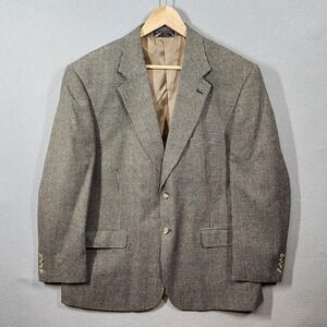 Vintage Bert Pulitzer Silk‎ Blazer Mens 44S Brown Black Houndstooth Sport Coat